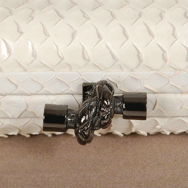 Bottega Veneta intrecciato snake vein leather impero ayers knot clutch 11308 offwhite - Click Image to Close